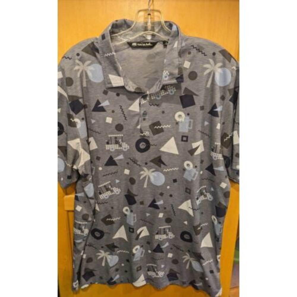 Travis Matthew Polo Shirt Adult Mens XL grey Short Sleeve Wild Party Pattern